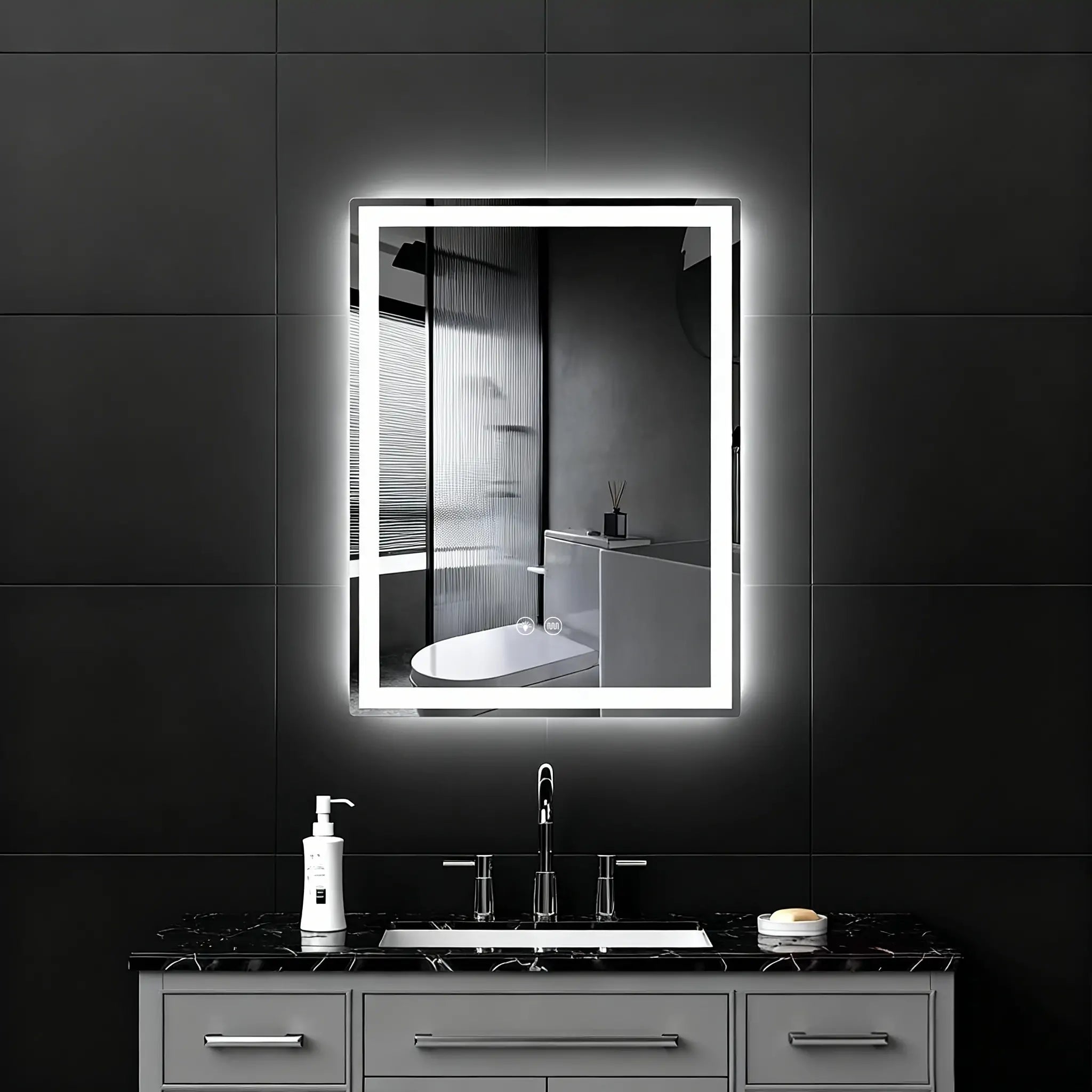 2 Pack Vertical Rectangular LED Bathroom Mirror