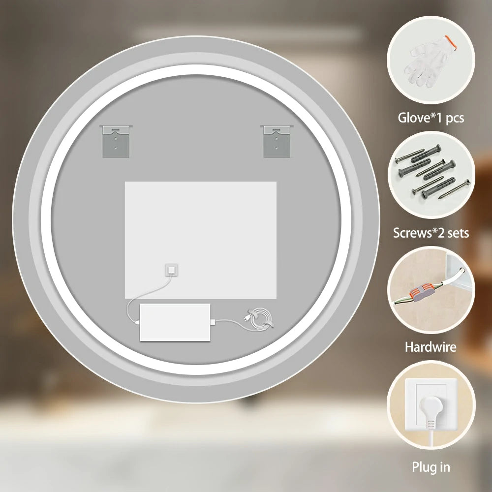 Round LED Bathroom Frameless Vanity Mirror