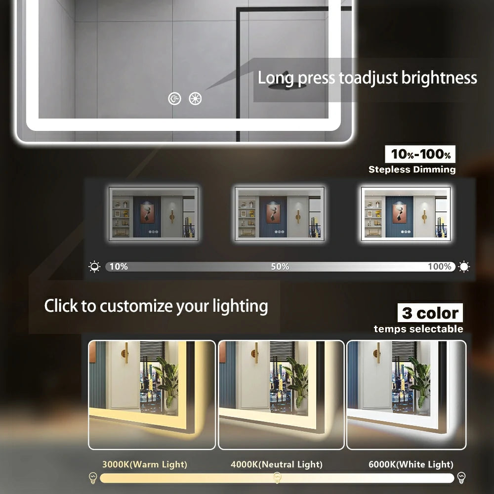 Horizontal Rectangular LED Bathroom Mirror (50% OFF)
