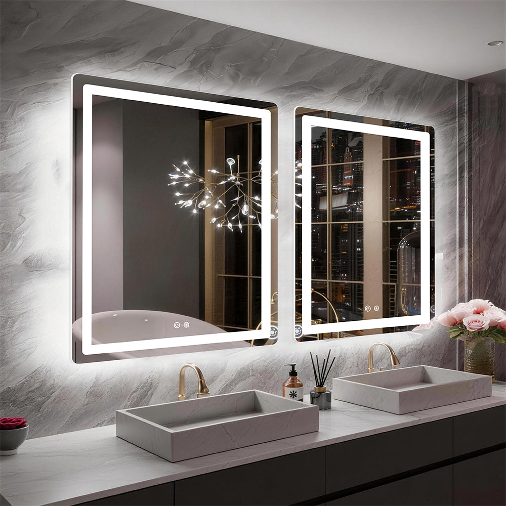 2 Pack Vertical Rectangular LED Bathroom Mirror